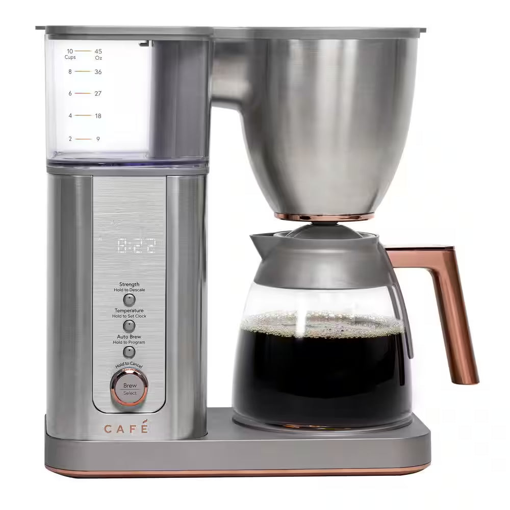 10 Cup Stainless Steel Specialty Drip Coffee Maker with Glass Carafe and Warming Plate, Wi-Fi Connected