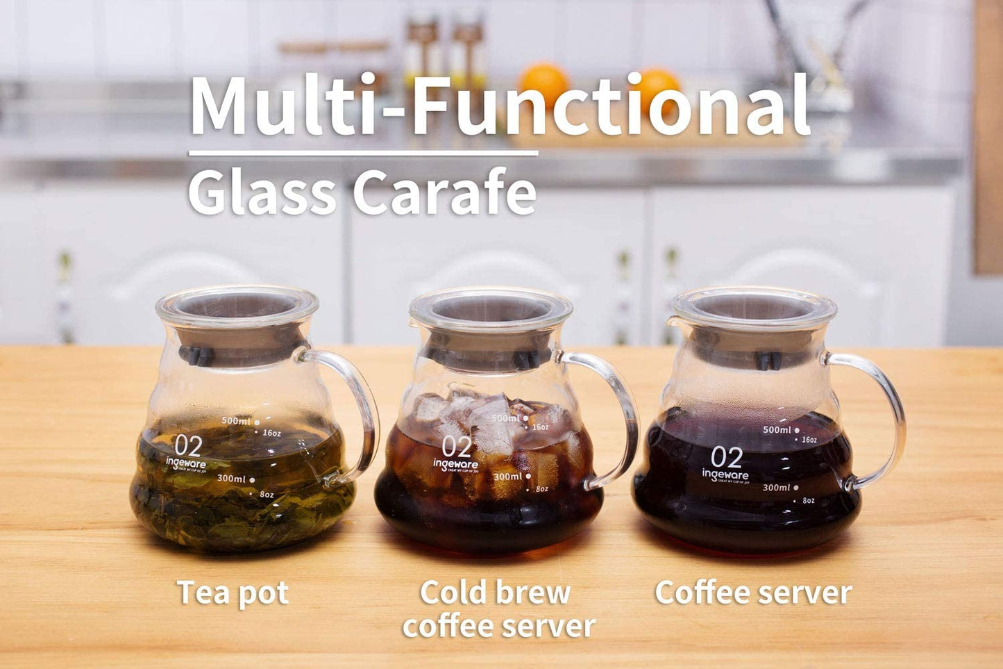 Glass Coffee Carafe, 600Ml Pour over Glass Coffee Server Coffee Pot Maker Clear Pour over Carafe 20Oz Capacity