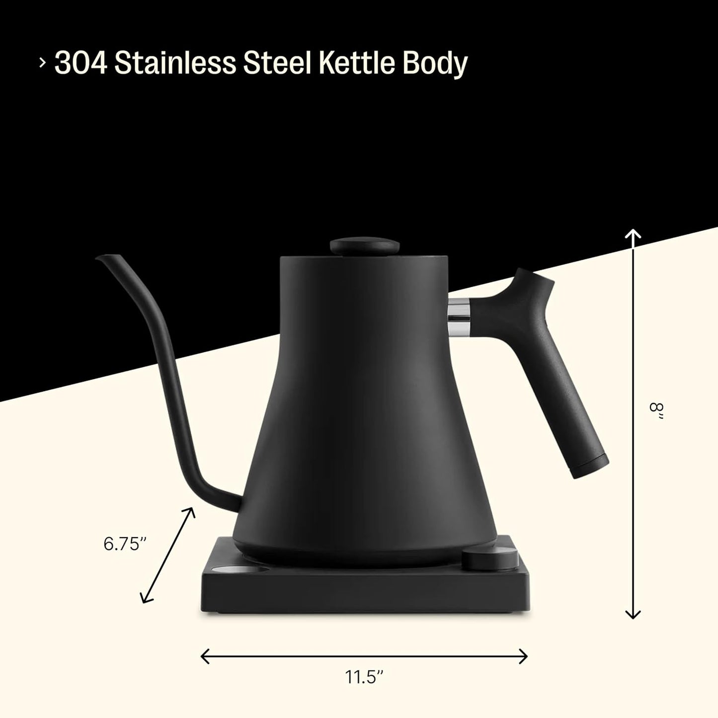 Stagg EKG Electric Gooseneck Kettle - Pour-Over Coffee and Tea Kettle - Stainless Steel Kettle Water Boiler - Quick Heating Electric Kettles for Boiling Water - Matte Black