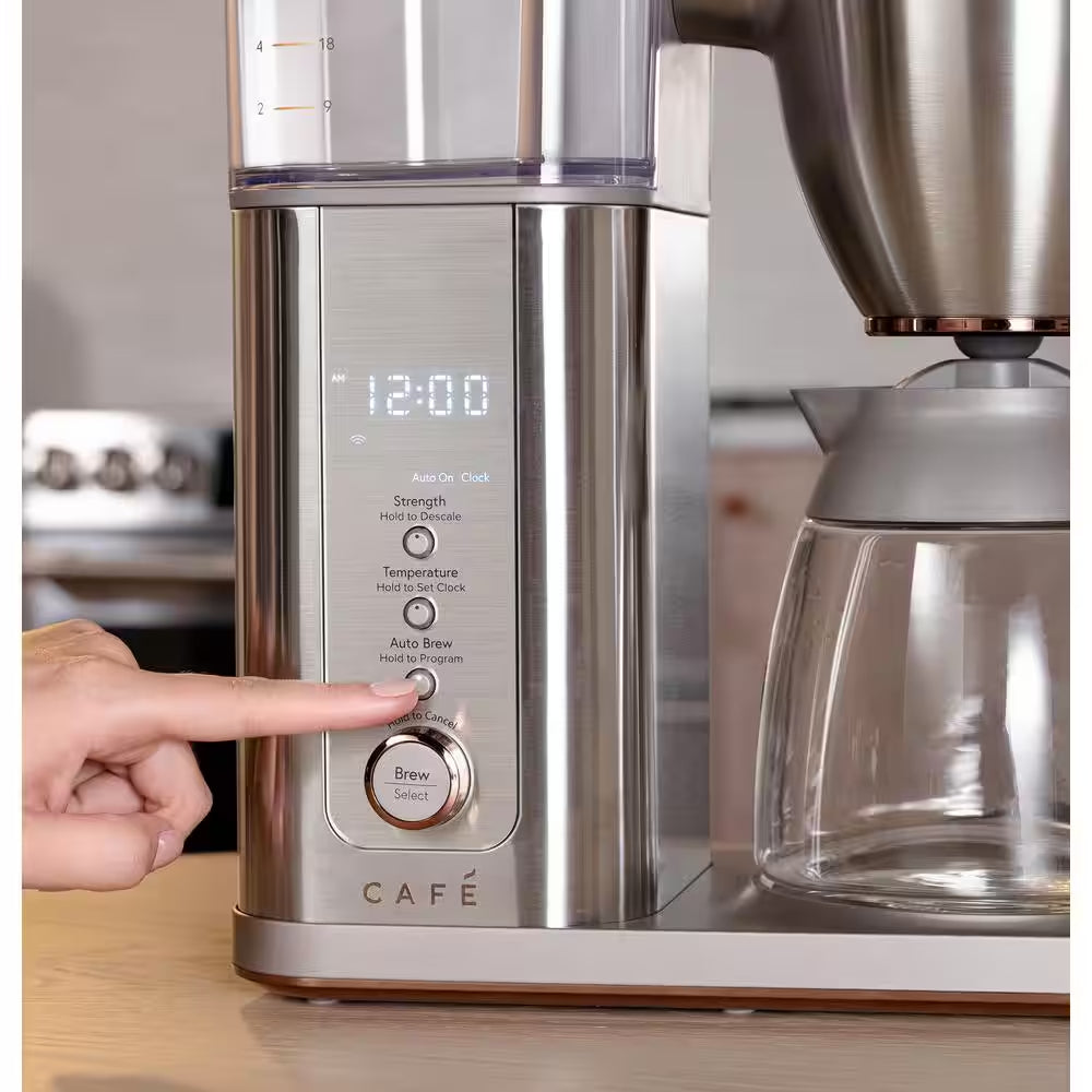10 Cup Stainless Steel Specialty Drip Coffee Maker with Glass Carafe and Warming Plate, Wi-Fi Connected