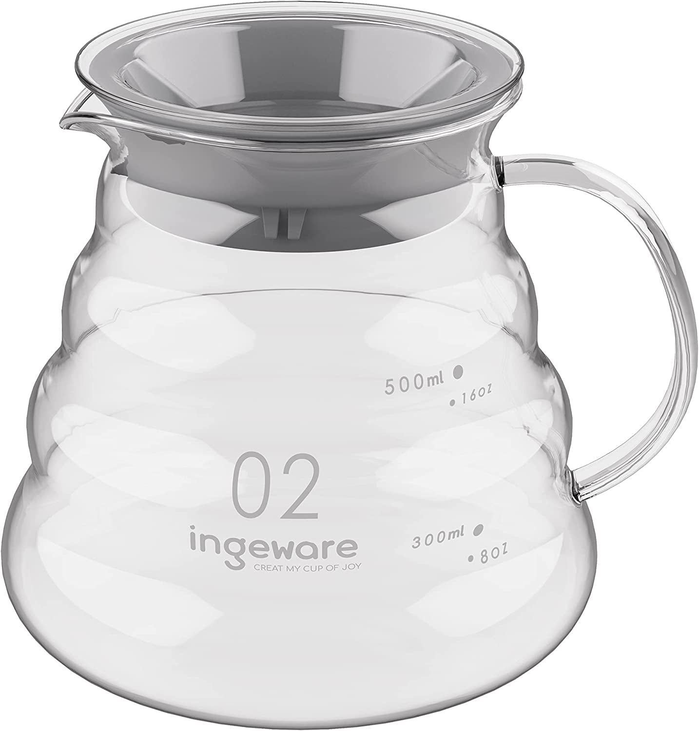 Glass Coffee Carafe, 600Ml Pour over Glass Coffee Server Coffee Pot Maker Clear Pour over Carafe 20Oz Capacity
