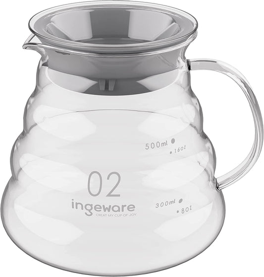 Glass Coffee Carafe, 600Ml Pour over Glass Coffee Server Coffee Pot Maker Clear Pour over Carafe 20Oz Capacity