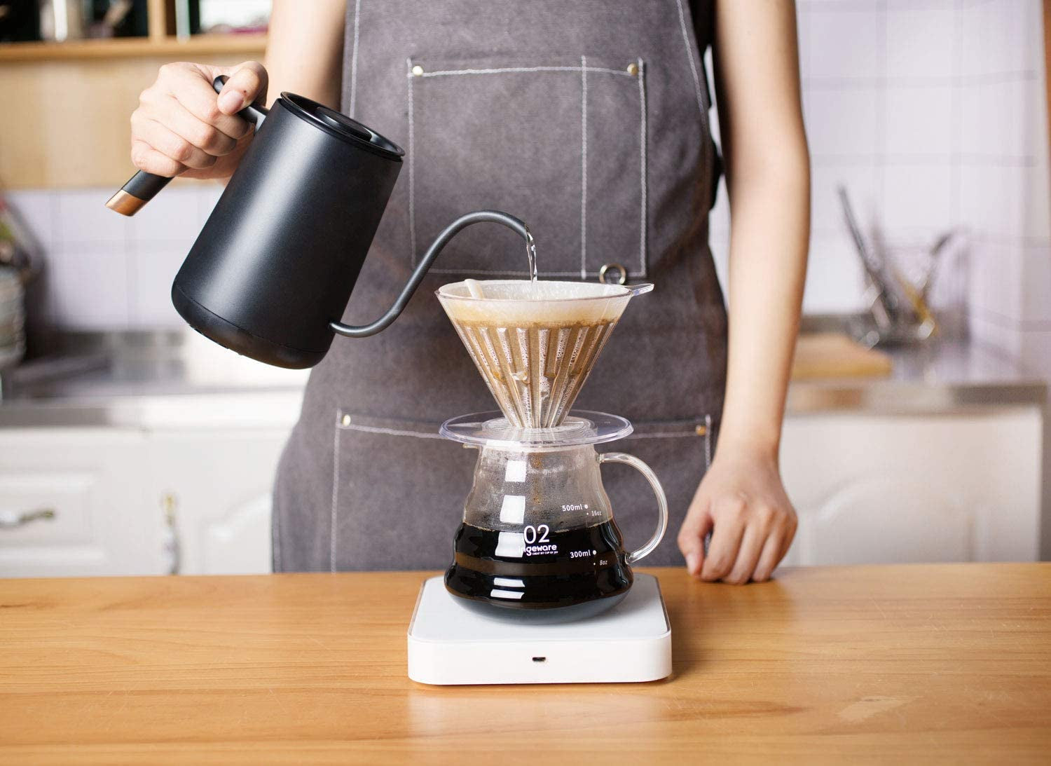 Glass Coffee Carafe, 600Ml Pour over Glass Coffee Server Coffee Pot Maker Clear Pour over Carafe 20Oz Capacity